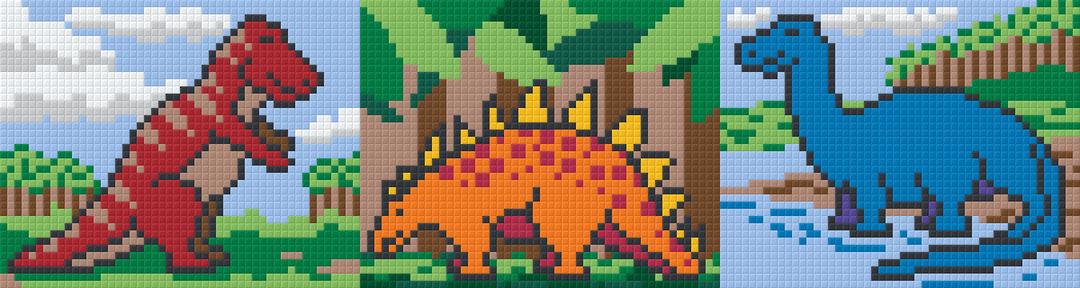 Dinosaur Trio Three [3] Baseplate PixelHobby Mini-mosaic Art Kit image 0